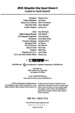 Cover of BECK volume 9, English edition