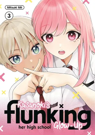 Cover of Kusunoki’s Flunking Her High School Glow-Up volume 3, English edition